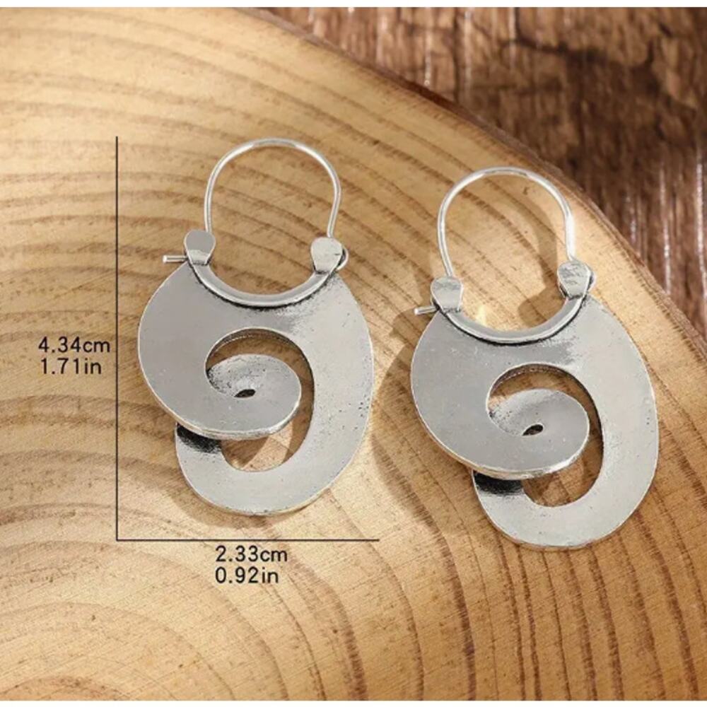 Silver Tone Earrings Boho Dangle Jewelry Gift - Picture 2 of 3